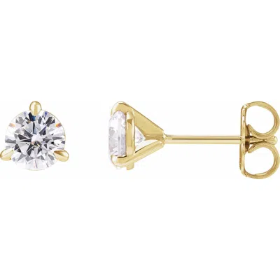 Diamond2deal 14k Gold 1 Lab-grown Diamond Cocktail Stud Earrings Clarity Si, Color G-h In Yellow
