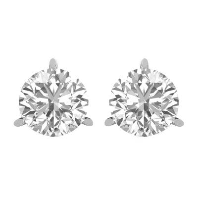 Diamond2deal 14k Gold 10ct Round Lab Grown Diamond Stud Earrings 3 Prong In Metallic