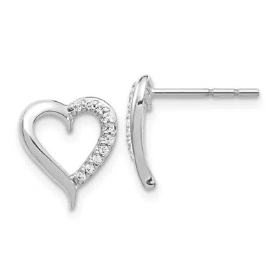 Diamond2deal 14k Gold 1/10 Ct Lab Grown Diamond Heart Stud Earrings In White