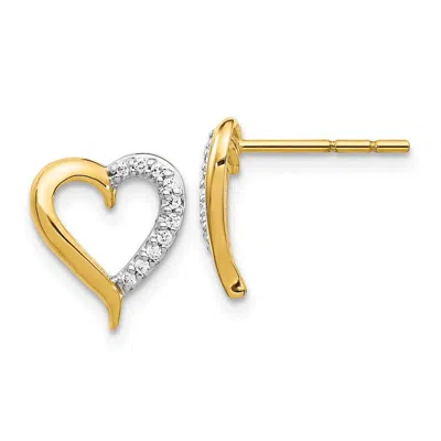 Diamond2deal 14k Gold 1/10 Ct Lab Grown Diamond Heart Stud Earrings In Yellow