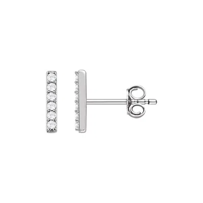 Diamond2deal 14k Gold 1/10ct Lab-grown Diamond Bar Stud Earrings Clarity Si, Color G-h In White