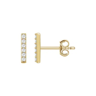 Diamond2deal 14k Gold 1/10ct Lab-grown Diamond Bar Stud Earrings Clarity Si, Color G-h In Yellow