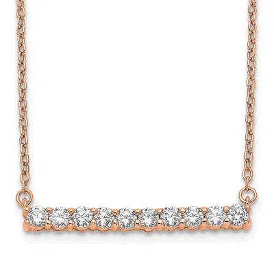 Diamond2deal 14k Gold 1/2 Ct Lab Grown Diamond Bar Pendant Necklace Clarity Vs, Color G-h In Pink