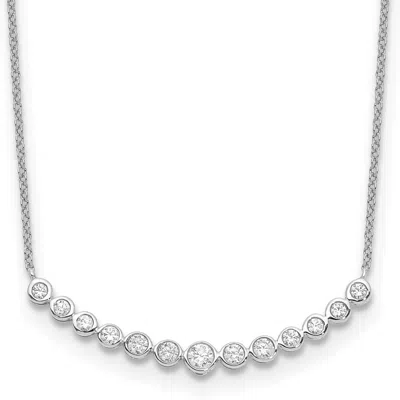 Diamond2deal 14k Gold 1/2 Ct Lab Grown Diamond Curved Bar Necklace 18" Clarity Vs, Color D-e In White