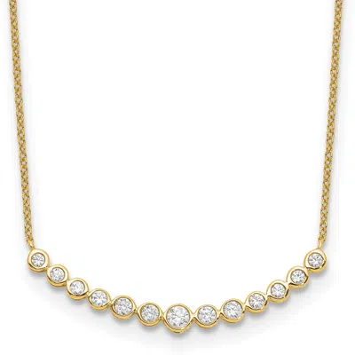 Diamond2deal 14k Gold 1/2 Ct Lab Grown Diamond Curved Bar Necklace 18" Clarity Vs, Color D-e In Yellow