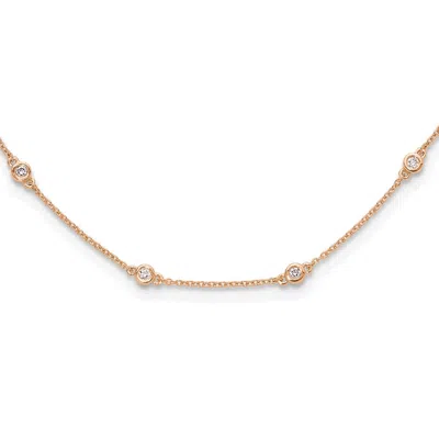 Diamond2deal 14k Gold 1/2 Ct Lab Grown Diamond Eighteen Station Necklace 18" Clarity Vs, Color D-e In Pink