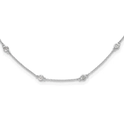 Diamond2deal 14k Gold 1/2 Ct Lab Grown Diamond Eighteen Station Necklace 18" Clarity Vs, Color D-e In White