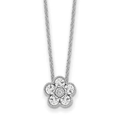 Diamond2deal 14k Gold 1/2 Ct Lab Grown Diamond Floral Pendant Necklace 18" Clarity Vs, Color D-e In White