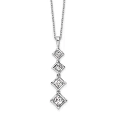 Diamond2deal 14k Gold 1/2 Ct Lab Grown Diamond Four Stone Pendant Necklace 18" In White