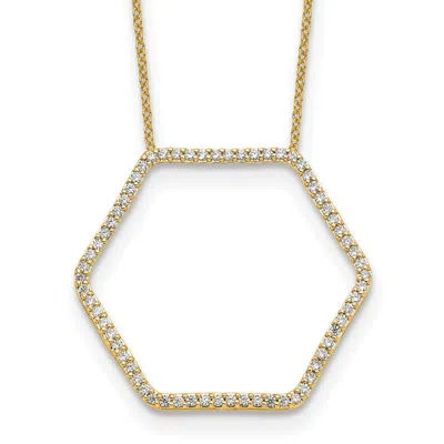 Diamond2deal 14k Gold 1/2 Ct Lab Grown Diamond Hexagon Pendant Necklace 18" In Yellow