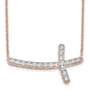 Diamond2deal 14k Gold 1/2 Ct Lab Grown Diamond Sideways Cross Pendant Necklace 18" Clarity Vs, Color G-h In Pink