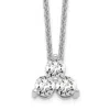 Diamond2deal 14k Gold 1/2 Ct Lab Grown Diamond Three Stone Necklace 18" Clarity Vs, Color D-e In White