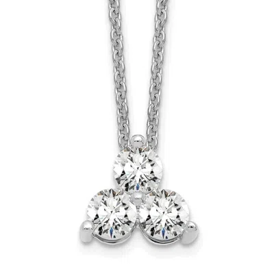 Diamond2deal 14k Gold 1/2 Ct Lab Grown Diamond Three Stone Necklace 18" Clarity Vs, Color D-e In White
