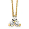 Diamond2deal 14k Gold 1/2 Ct Lab Grown Diamond Three Stone Necklace 18" Clarity Vs, Color D-e In Yellow