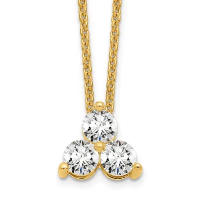 Diamond2deal 14k Gold 1/2 Ct Lab Grown Diamond Three Stone Necklace 18" Clarity Vs, Color D-e In Yellow