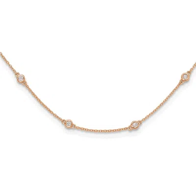 Diamond2deal 14k Gold 1/2 Ct Lab Grown Diamond Twenty Station Necklace 20" Clarity Vs, Color D-e In Pink