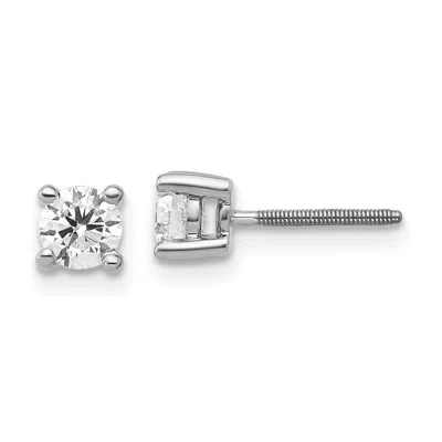Diamond2deal 14k Gold 1/2 Ct Round Lab Grown Diamond Stud Earrings Screw Back Vs Clarity, D-e Color In Yellow