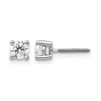 Diamond2deal 14k Gold 1/2 Ct Round Lab Grown Diamond Stud Earrings Screw Back Vs Clarity, D-e Color In Metallic