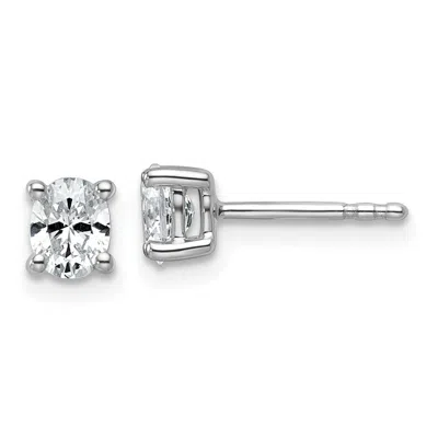 Diamond2deal 14k Gold 1/2 Ctw Lab Grown Diamond Oval Stud Earrings In White