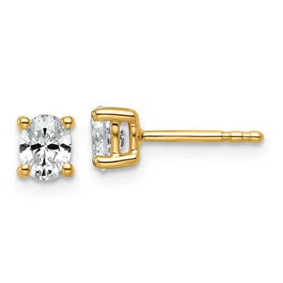 Diamond2deal 14k Gold 1/2 Ctw Lab Grown Diamond Oval Stud Earrings In Yellow