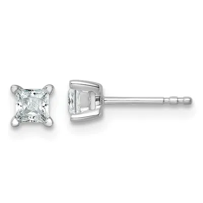 Diamond2deal 14k Gold 1/2 Ctw Princess Lab Grown Diamond Stud Earrings In White