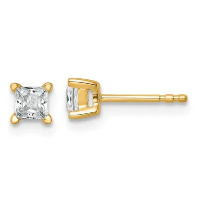 Diamond2deal 14k Gold 1/2 Ctw Princess Lab Grown Diamond Stud Earrings In Yellow