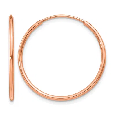 DIAMOND2DEAL 14K GOLD 1.20MM ROUND HOOP EARRING 25 MM