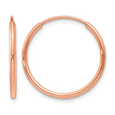 Diamond2deal 14k Gold 1.20mm Round Shape Endless Hoop Earrings In Pink