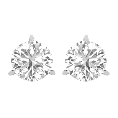 Diamond2deal 14k Gold 1.25ct Round Lab Grown Diamond Stud Earrings 3 Prong In White