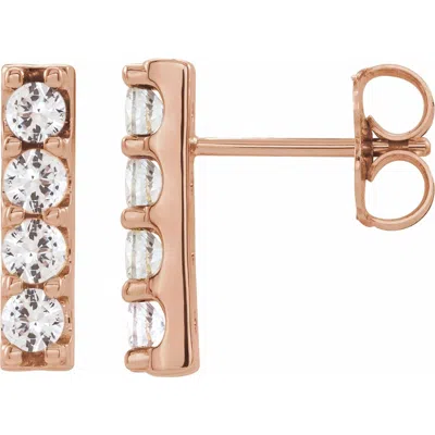 Diamond2deal 14k Gold 1/2ct Lab-grown Diamond Bar Stud Earrings Clarity Si, Color G-h In Pink