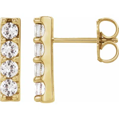 Diamond2deal 14k Gold 1/2ct Lab-grown Diamond Bar Stud Earrings Clarity Si, Color G-h In Yellow