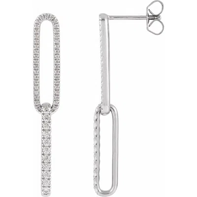 Diamond2deal 14k Gold 1/2ct Lab-grown Diamond Elongated Link Earrings Clarity Si, Color G-h In White