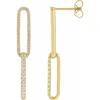 Diamond2deal 14k Gold 1/2ct Lab-grown Diamond Elongated Link Earrings Clarity Si, Color G-h In Yellow