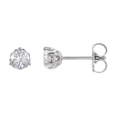 Diamond2deal 14k Gold 1/2ct Lab-grown Diamond Fleur-de-lis Earrings Clarity Si, Color G-h In White