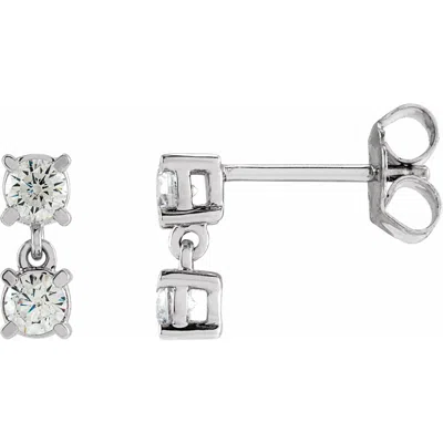 Diamond2deal 14k Gold 1/2ct Lab-grown Diamond Two-stone Earrings Clarity Si, Color G-h In White