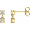 Diamond2deal 14k Gold 1/2ct Lab-grown Diamond Two-stone Earrings Clarity Si, Color G-h In Yellow