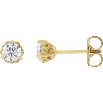 Diamond2deal 14k Gold 1/2ct Lab-grown Diamond Vintage-inspired Earrings Clarity Si, Color G-h In Yellow