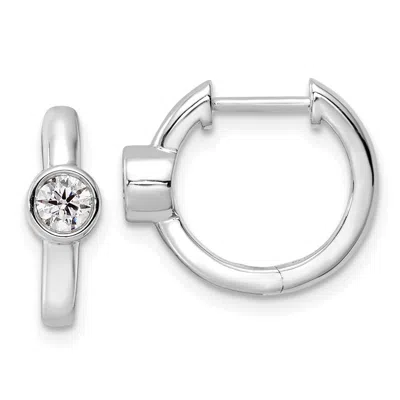 Diamond2deal 14k Gold 1/3 Ct Lab Grown Diamond Hinged Hoop Earrings Vs Clarity, D-e Color In Silver