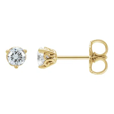 Diamond2deal 14k Gold 1/3 Ct Lab-grown Diamond Scroll Earrings Clarity Si, Color G-h In Yellow