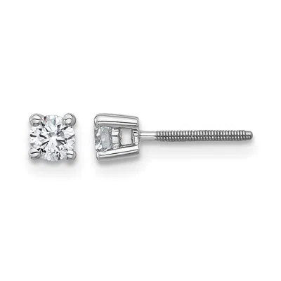 Diamond2deal 14k Gold 1/3 Ct Round Lab Grown Diamond Stud Earrings Screw Back Vs Clarity, D-e Color In Metallic