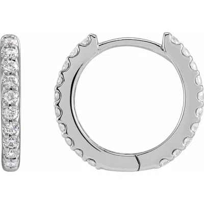 Diamond2deal 14k Gold 1/3ct Lab-grown Diamond 12.6 Mm Hoop Earrings Clarity Si, Color G-h In White