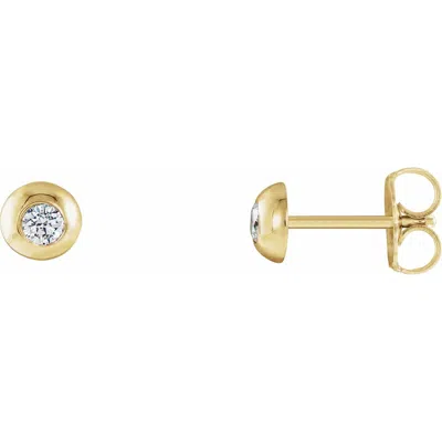 Diamond2deal 14k Gold 1/3ct Lab-grown Diamond Domed Stud Earrings Clarity Si, Color G-h In Yellow