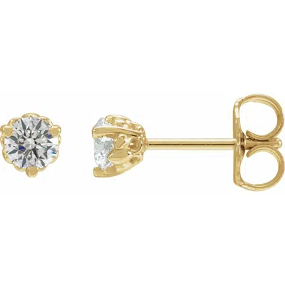 Diamond2deal 14k Gold 1/3ct Lab-grown Diamond Fleur-de-lis Earrings Clarity Si, Color G-h In Yellow