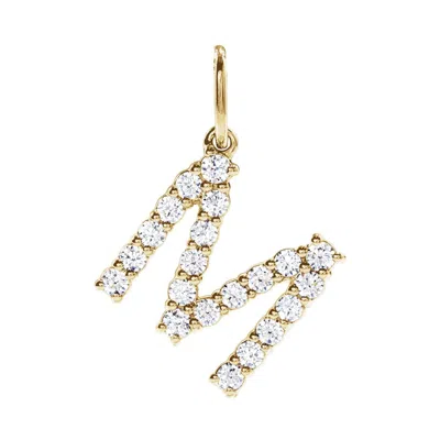 Diamond2deal 14k Gold 1/3ct Lab-grown Diamond Initial M Pendant In Yellow