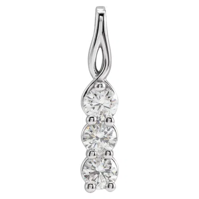 Diamond2deal 14k Gold 1/3ct Lab-grown Diamond Three-stone Pendant In White