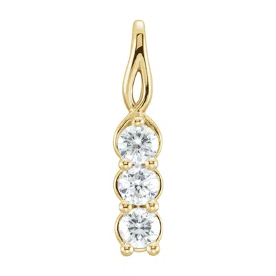 Diamond2deal 14k Gold 1/3ct Lab-grown Diamond Three-stone Pendant In Yellow