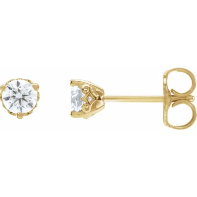 Diamond2deal 14k Gold 1/3ct Lab-grown Diamond Vintage-inspired Earrings Clarity Si, Color G-h In Yellow
