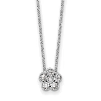 Diamond2deal 14k Gold 1/4 Ct Lab Grown Diamond Floral Pendant Necklace 18" Clarity Vs, Color D-e In White