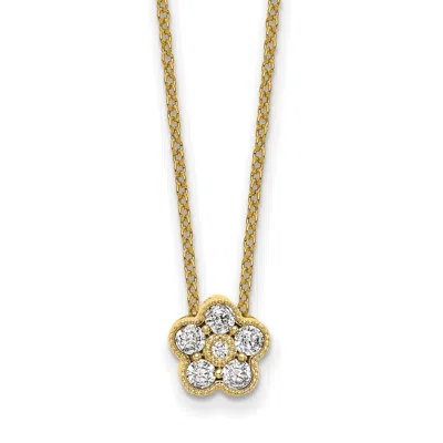 Diamond2deal 14k Gold 1/4 Ct Lab Grown Diamond Floral Pendant Necklace 18" Clarity Vs, Color D-e In Yellow