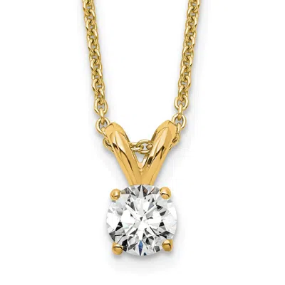 Diamond2deal 14k Gold 1/4 Ct Round Lab Grown Diamond Solitaire Pendant Necklace 18" Clarity Vs, Color D-e In Yellow